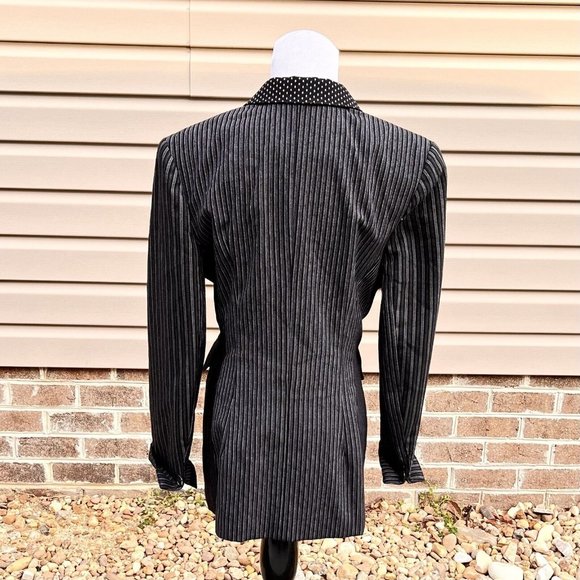 Tina Hagen VTG Wool Blazer Medium Artsy 4 Fabric Patterns Black Gray Silver Sz M - Picture 4 of 15